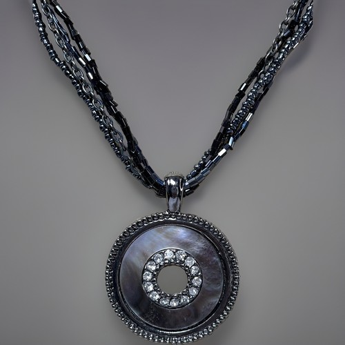 Abalone round pendant - abalone, necklace
