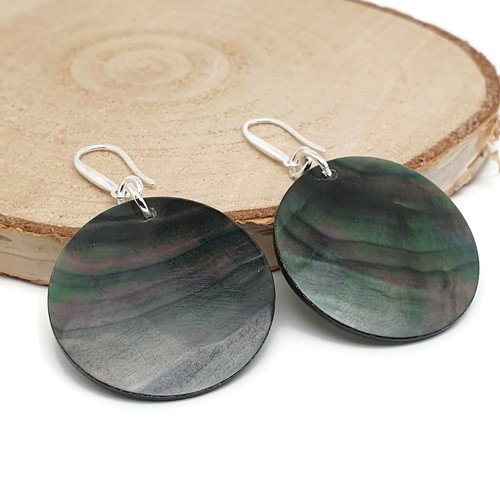 Abalone earrings dark - abalone, natural