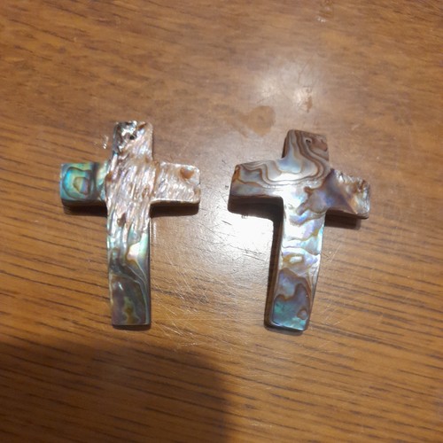 Two abalone beads - two, beads,