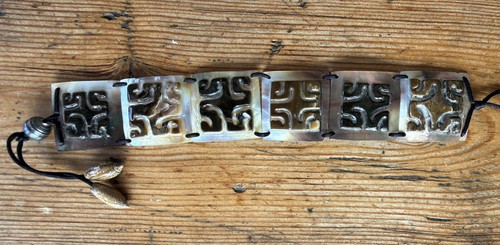 Carved shell abalone bracelet - shell,