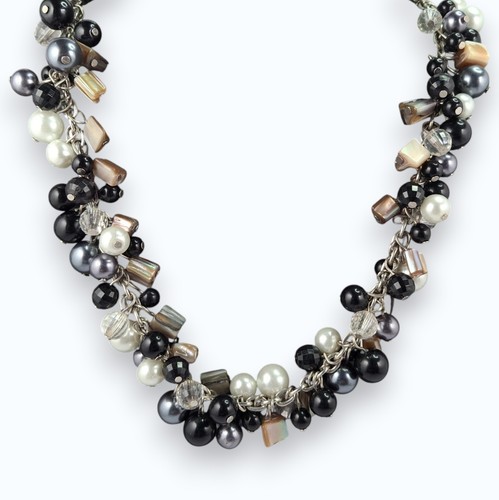Chunky beaded cluster necklace - chunky,