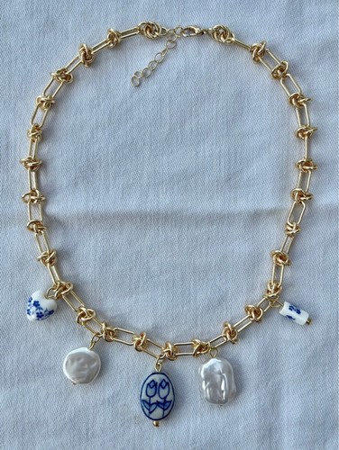 Gold plated blue white - blue, &