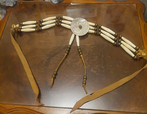 Beaded statement necklace bone - statement,