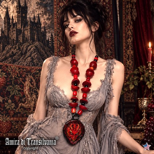 Gothic jewelry necklace red - jewelry,