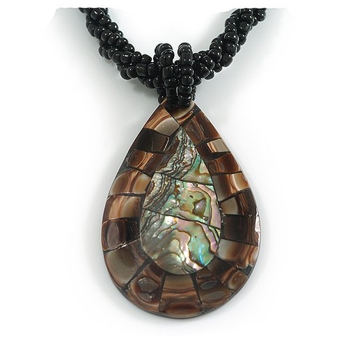 Teardrop shell pendant - teardrop, on