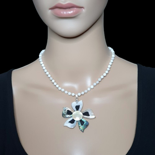 Shell necklace large abalone - necklace,