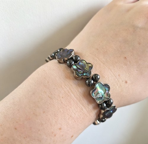 Hematite abalone flower - &,