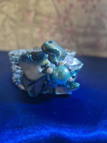 Abalone shell and glass beads - abalone,